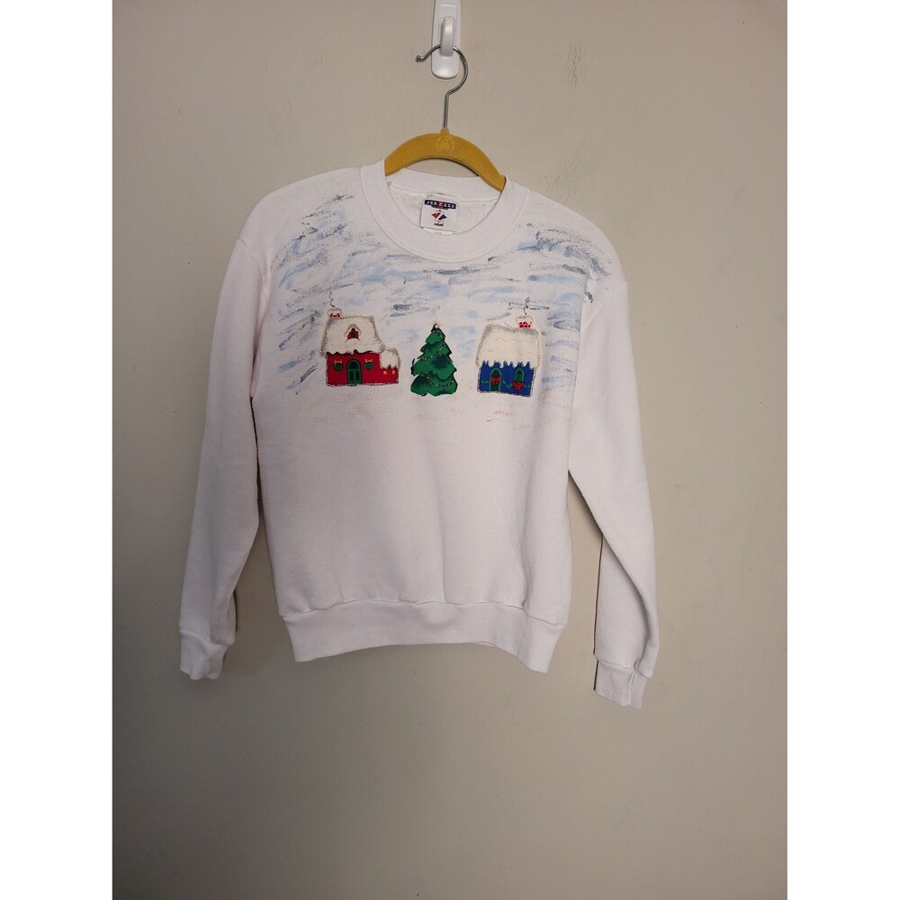 VTG Jerzees Christmas Sweatshirt Kids Sz L
